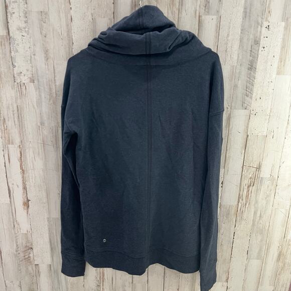 Lululemon Stress Less Cowl Hoodie Heathered Navy Blue Soft Pockets Womens Size 4 - Picture 4 of 8